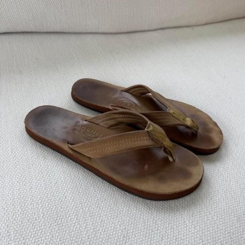 Classic rainbow sandals brown leather